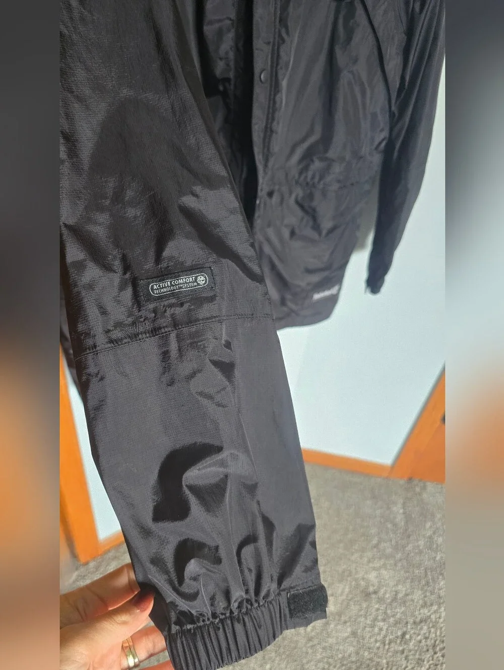 Vintage 1990s Timberland Performance Hooded Rain Jacket - Black Shell Mens size